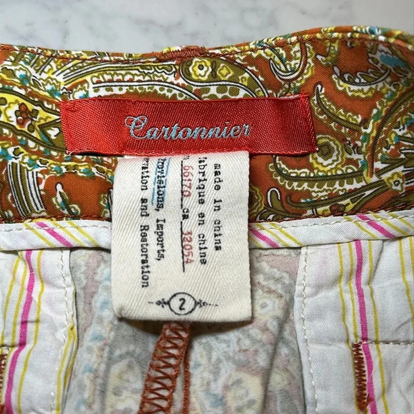 Cartonnier by Anthropologie Persimmon Paisley Cropped Pants Size 2 - Picture 6 of 10